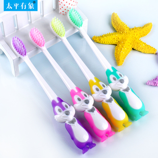 太平有象4支松鼠卡通儿童牙刷3-6岁6-12岁通用软毛牙刷家用家庭装