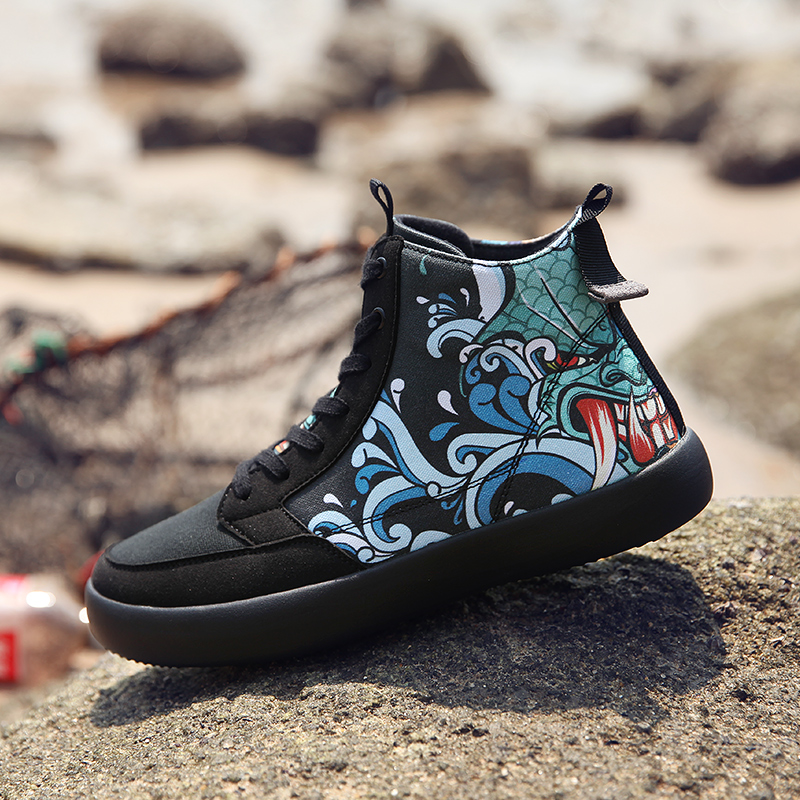 双蛟涂鸦帆布鞋  男