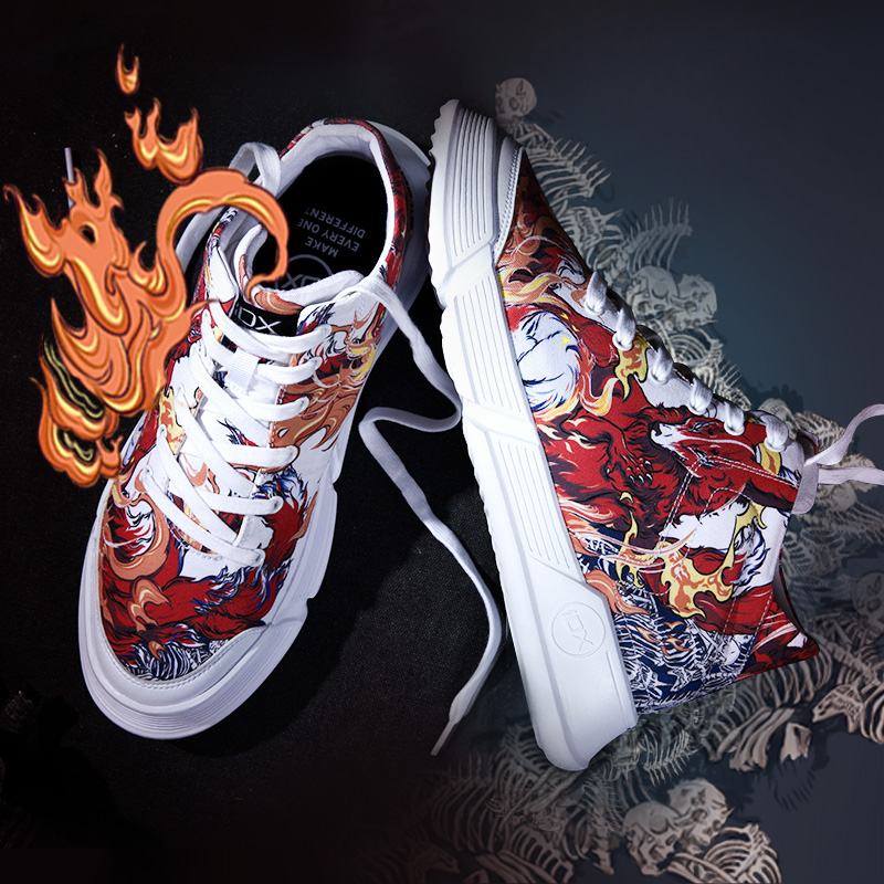 九尾灵狐 封神榜系列 男款 高帮涂鸦帆布鞋