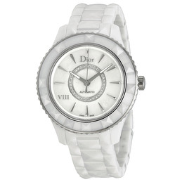 VIII Automatic Diamond Mother of Pearl Dial White Ceramic Ladies Watch