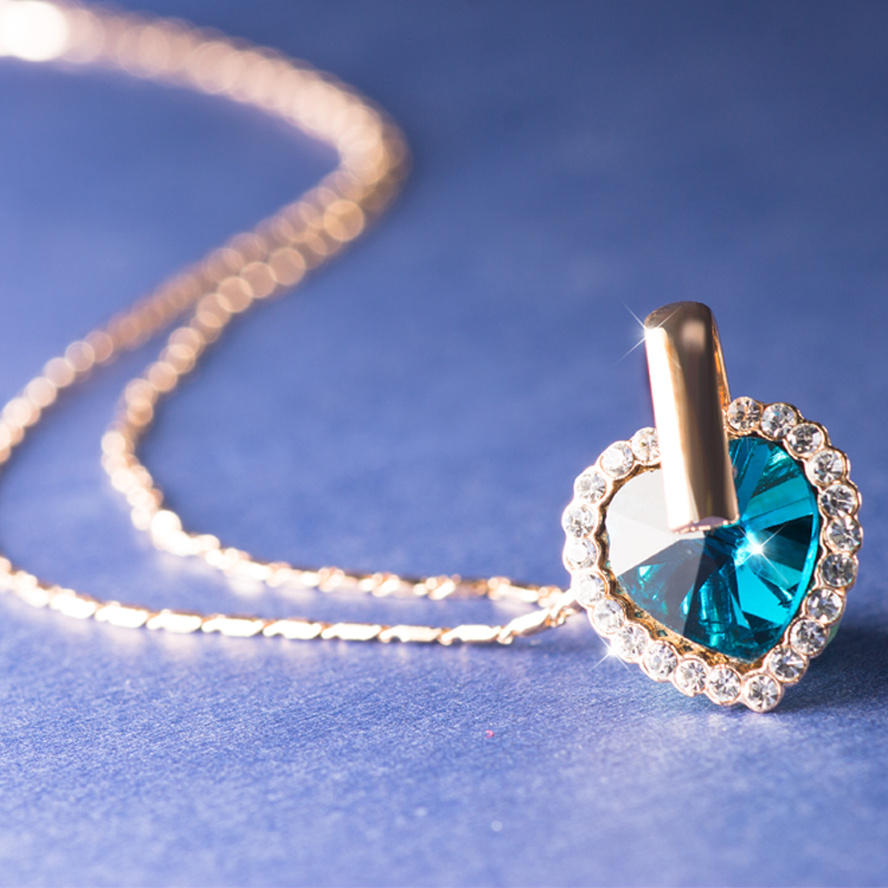 【永恒浪漫】AITEKA爱缇卡蓝色浪漫之心短款项链毛衣链永恒浪漫经典优雅