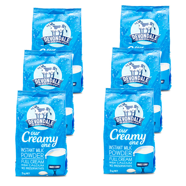 【源自澳洲天然牧场】Devondale 德运 高钙全脂奶粉 1kg*6袋