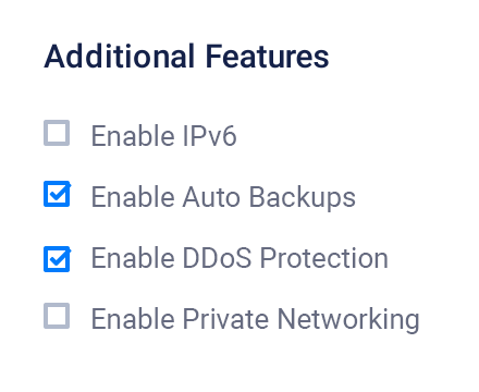 Vultr Control Panel - Available Addons