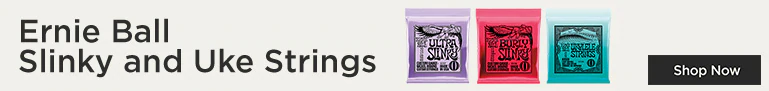 Ernie Ball Slinky and Uke Strings Ultra and Burly for electric guitar and ball-end ukulele