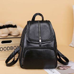 Kamel双肩包女2019新款时尚百搭休闲韩版旅行背包简约软皮质女士