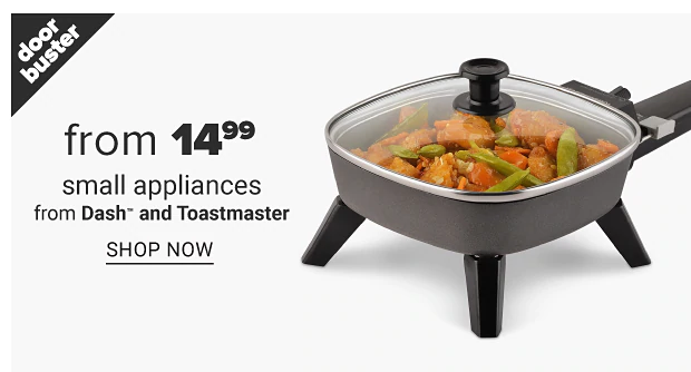 A handheld mixer and a hard boiled egg maker. Doorbuster, small appliances from $14 from Dash and Toastmaster, shop now.